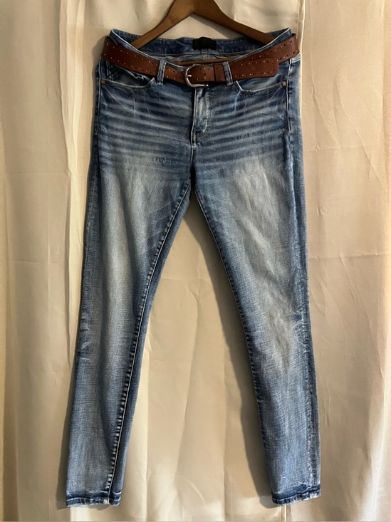 Buckle Black Denim - Buckle  Black Light Blue Skinny Jeans with Brown Leather Belt